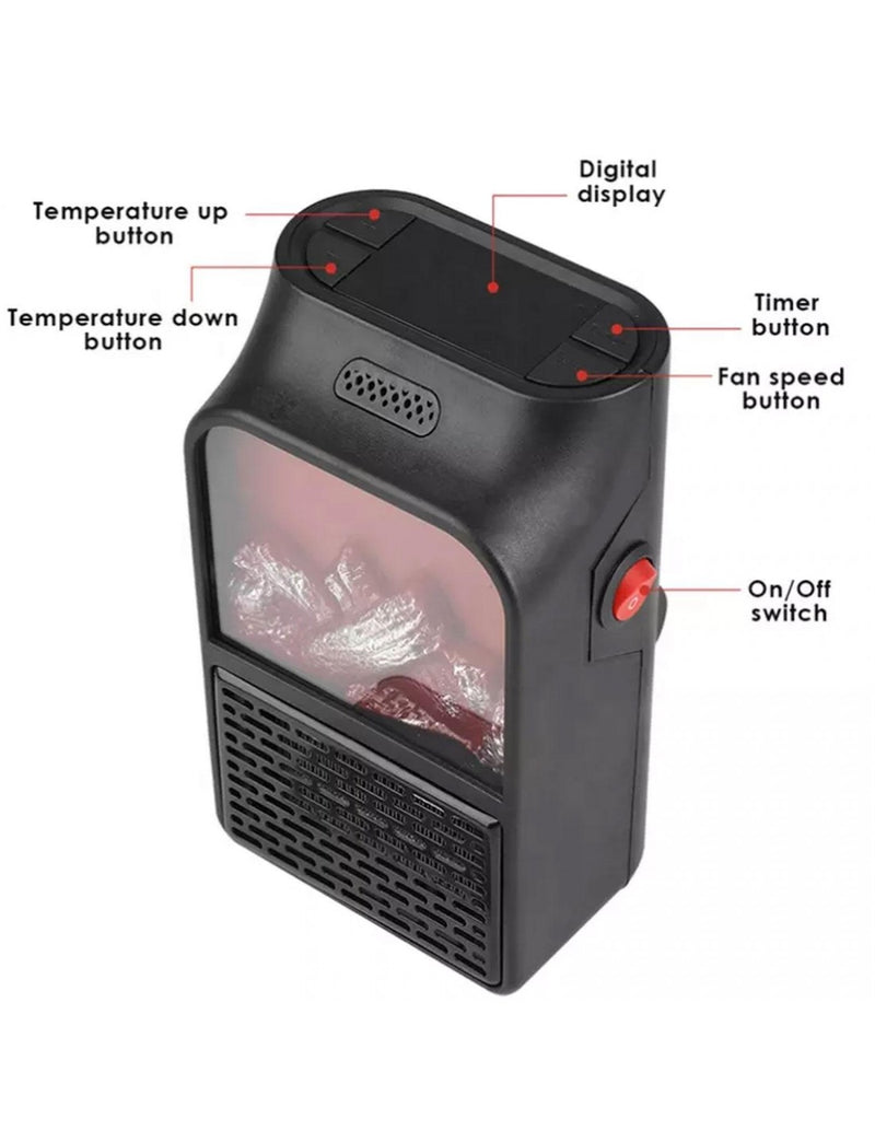 Aquecedor Portátil Elétrico com Efeito Lareira