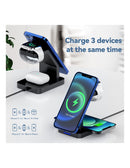 Carregador Sem Fios 3 em 1 com Relógio Digital