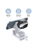 Carregador Sem Fios 3 em 1 com Relógio Digital