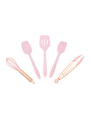 Conjunto de Utensílios de Cozinha em Silicone Rosa