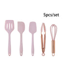 Conjunto de Utensílios de Cozinha em Silicone Rosa