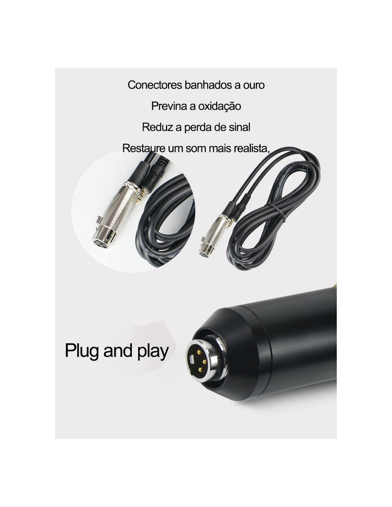 Kit Microfone de Estúdio com Placa de Som