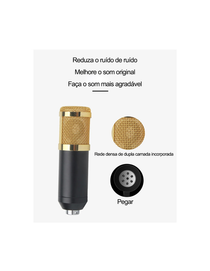 Kit Microfone de Estúdio com Placa de Som