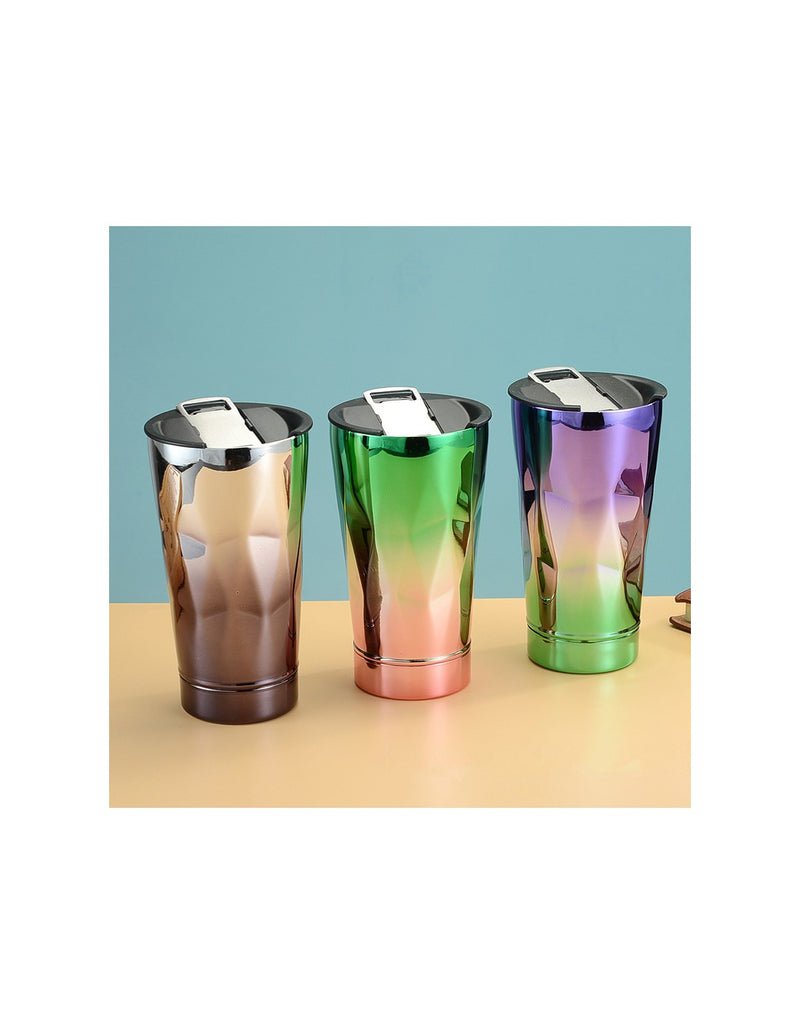 Copo Térmico com Design Metalizado e Tampa Reutilizável