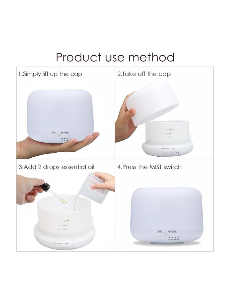 Difusor Aromaterapia 500ml Luz LED